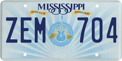 MS license plate ZEM704