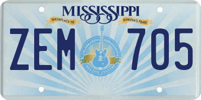 MS license plate ZEM705