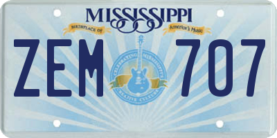 MS license plate ZEM707