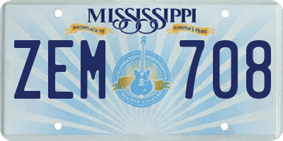 MS license plate ZEM708