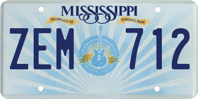 MS license plate ZEM712