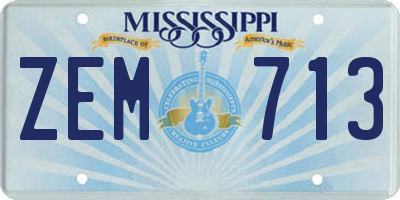 MS license plate ZEM713