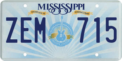 MS license plate ZEM715