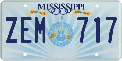 MS license plate ZEM717