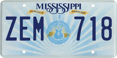 MS license plate ZEM718