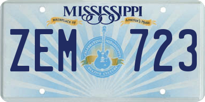MS license plate ZEM723