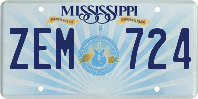 MS license plate ZEM724