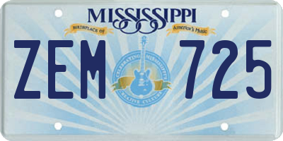 MS license plate ZEM725