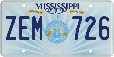MS license plate ZEM726