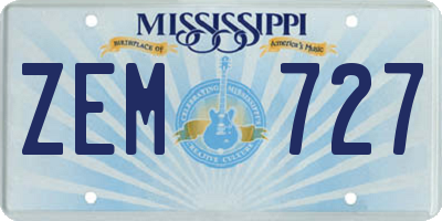 MS license plate ZEM727