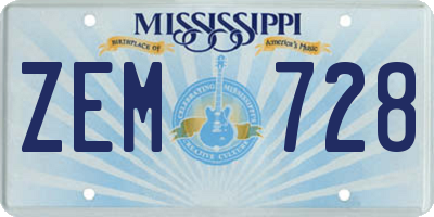 MS license plate ZEM728