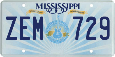 MS license plate ZEM729
