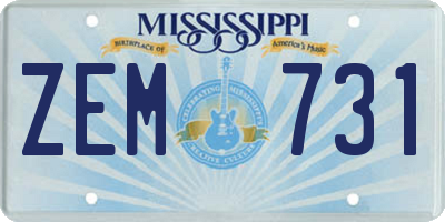 MS license plate ZEM731