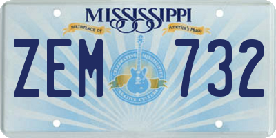 MS license plate ZEM732