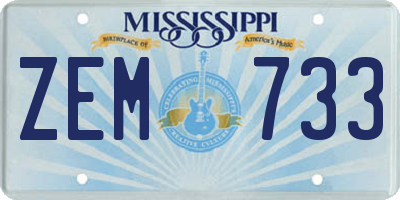 MS license plate ZEM733