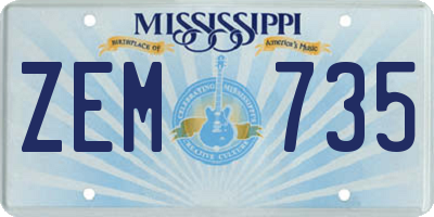 MS license plate ZEM735