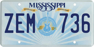 MS license plate ZEM736