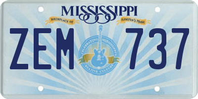 MS license plate ZEM737