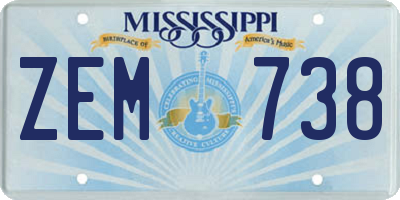 MS license plate ZEM738