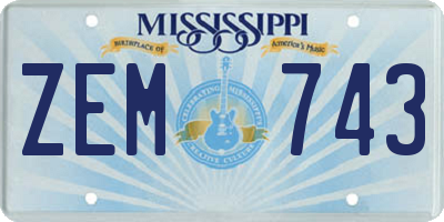MS license plate ZEM743