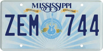MS license plate ZEM744