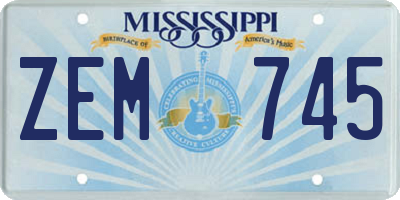 MS license plate ZEM745
