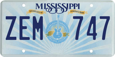 MS license plate ZEM747