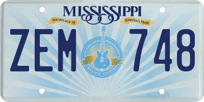 MS license plate ZEM748
