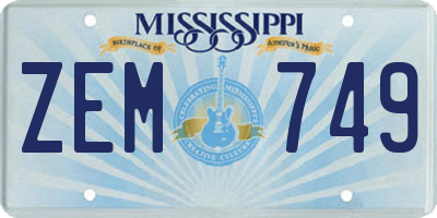 MS license plate ZEM749