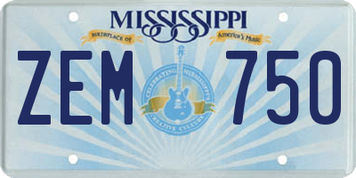 MS license plate ZEM750