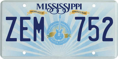 MS license plate ZEM752