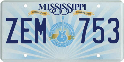 MS license plate ZEM753