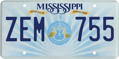 MS license plate ZEM755