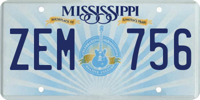 MS license plate ZEM756