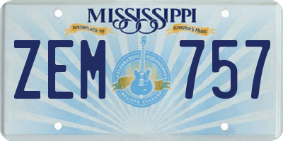 MS license plate ZEM757