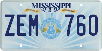 MS license plate ZEM760