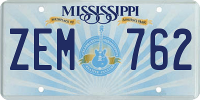 MS license plate ZEM762