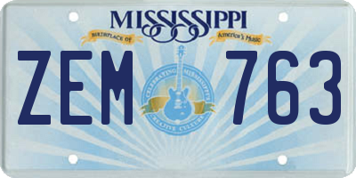 MS license plate ZEM763