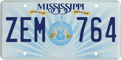 MS license plate ZEM764