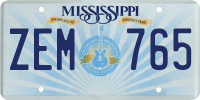 MS license plate ZEM765