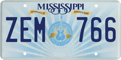 MS license plate ZEM766