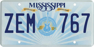 MS license plate ZEM767