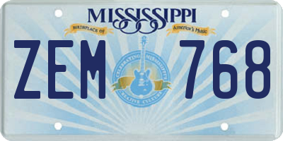 MS license plate ZEM768