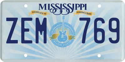 MS license plate ZEM769