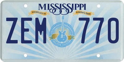 MS license plate ZEM770