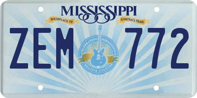 MS license plate ZEM772