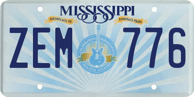 MS license plate ZEM776