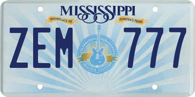 MS license plate ZEM777