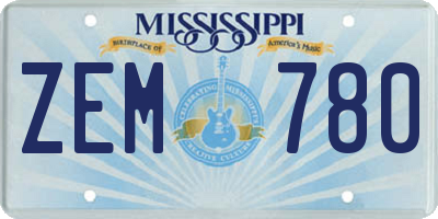 MS license plate ZEM780