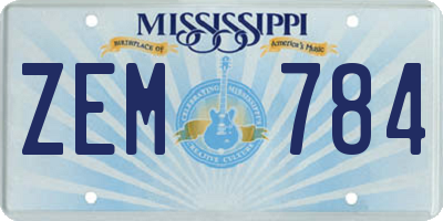 MS license plate ZEM784